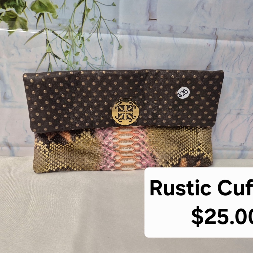 Rustic Cuff Brown and Gold Clutch